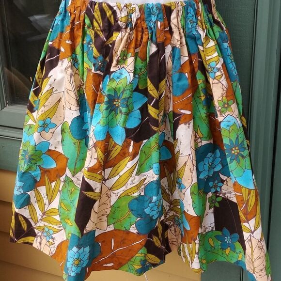 Vintage Handmade Batik Tiki Circle Midi Skirt - Picture 3 of 7